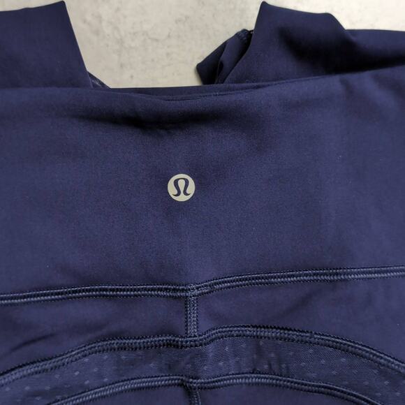 Lululemon Revitalize Crop Navy Blue Mesh Panels High Waist Yoga Leggings 8 - Picture 7 of 9